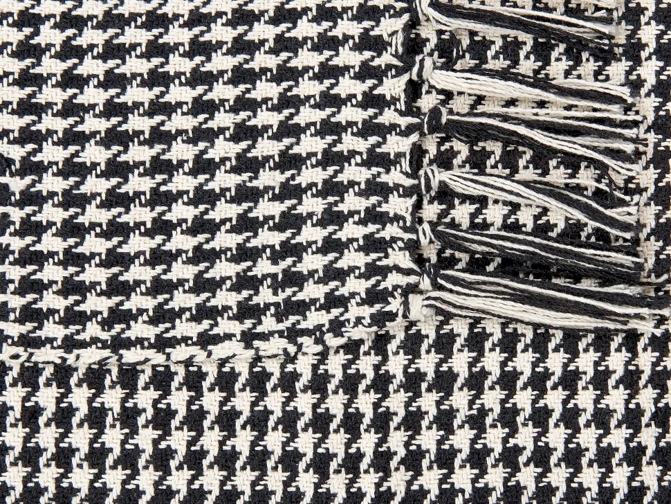 Decke Baumwolle Schwarz / Weis 125 X 150 Cm Kariertes Muster Damek