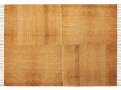 Decke Baumwolle Senfgelb 130 X 180 Cm Geometrisches Muster Firozabad
