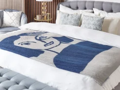 Decke Beige / Marineblau 130 X 170 Cm Frauenmotiv Halede