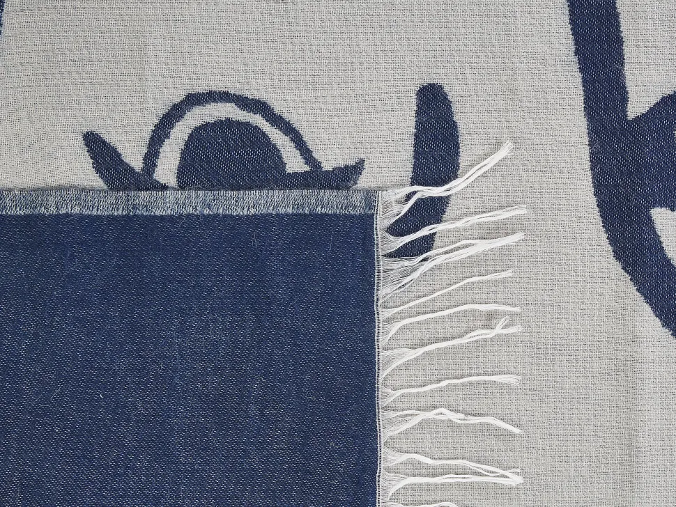Decke Beige / Marineblau 130 X 170 Cm Frauenmotiv Halede