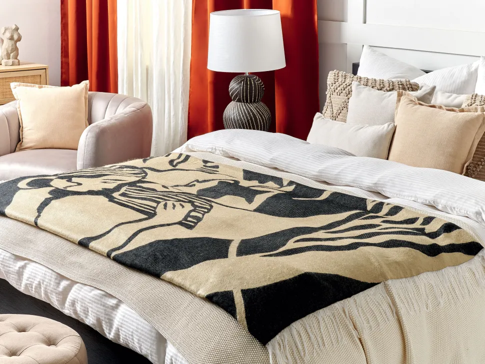 Decke Beige / Schwarz 130 X 170 Cm Kudiya