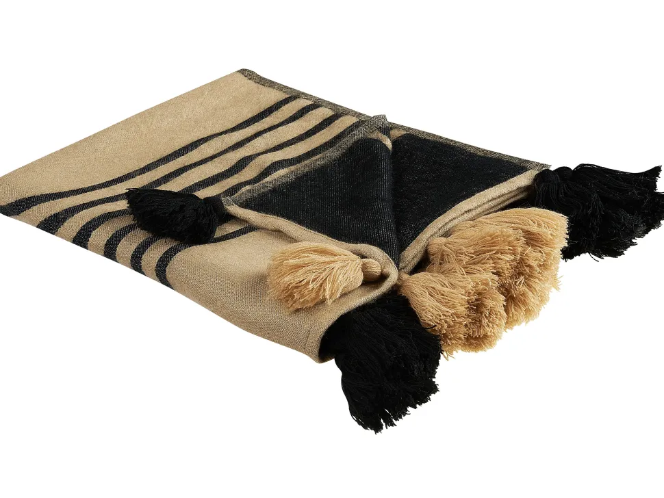 Decke Beige / Schwarz 130 X 170 Cm Thaprek