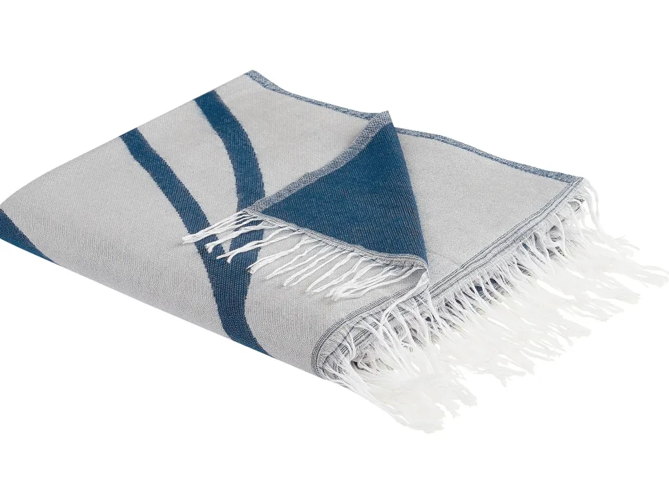 Decke Blau / Cremeweis Abstraktes Motiv 130 X 170 Cm Haprek