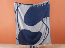 Decke Blau / Cremeweis Abstraktes Motiv 130 X 170 Cm Haprek