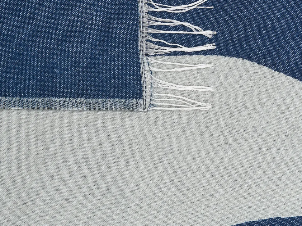 Decke Blau / Cremeweis Abstraktes Motiv 130 X 170 Cm Haprek