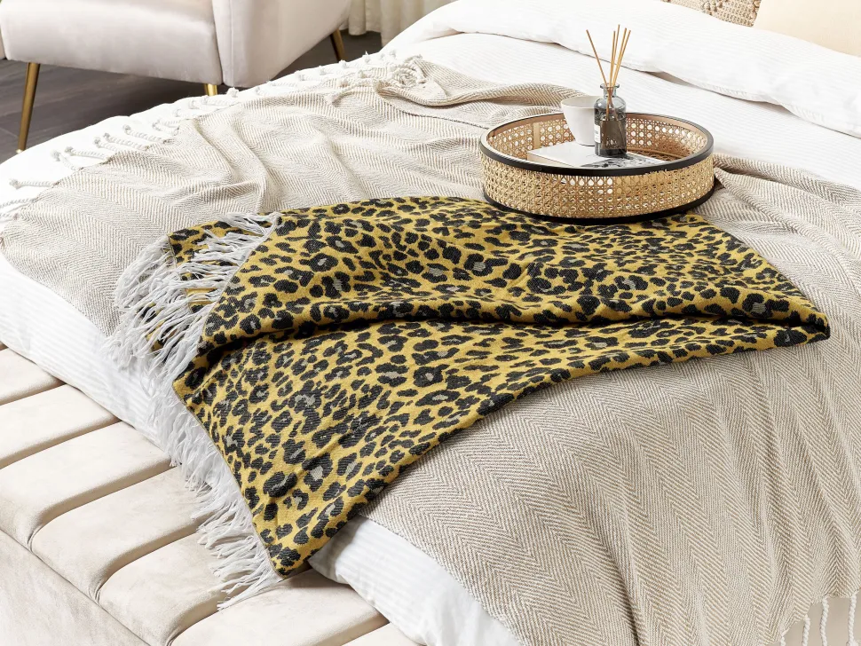 Decke Braun / Schwarz Leopardenmuster 130 X 170 Cm Jamune