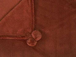 Decke Goldbraun Mit Pompons 200 X 220 Cm Saitler