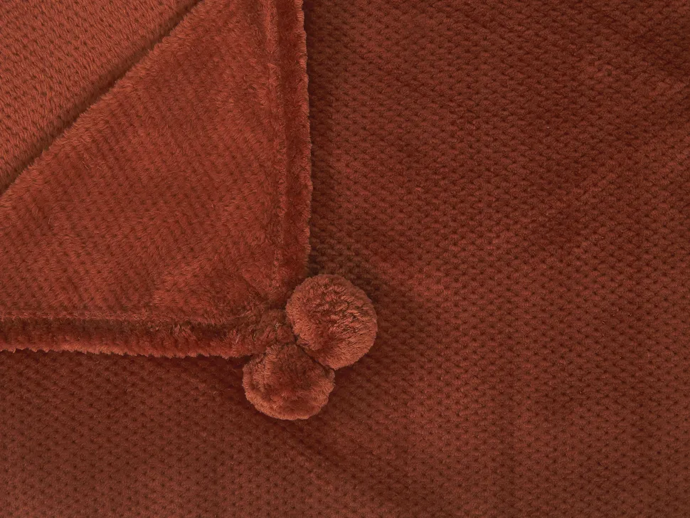 Decke Goldbraun Mit Pompons 200 X 220 Cm Saitler