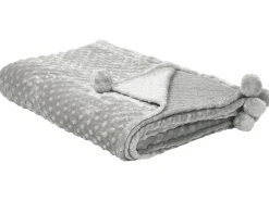 Decke Hellgrau Mit Pompons 200 X 220 Cm Samur