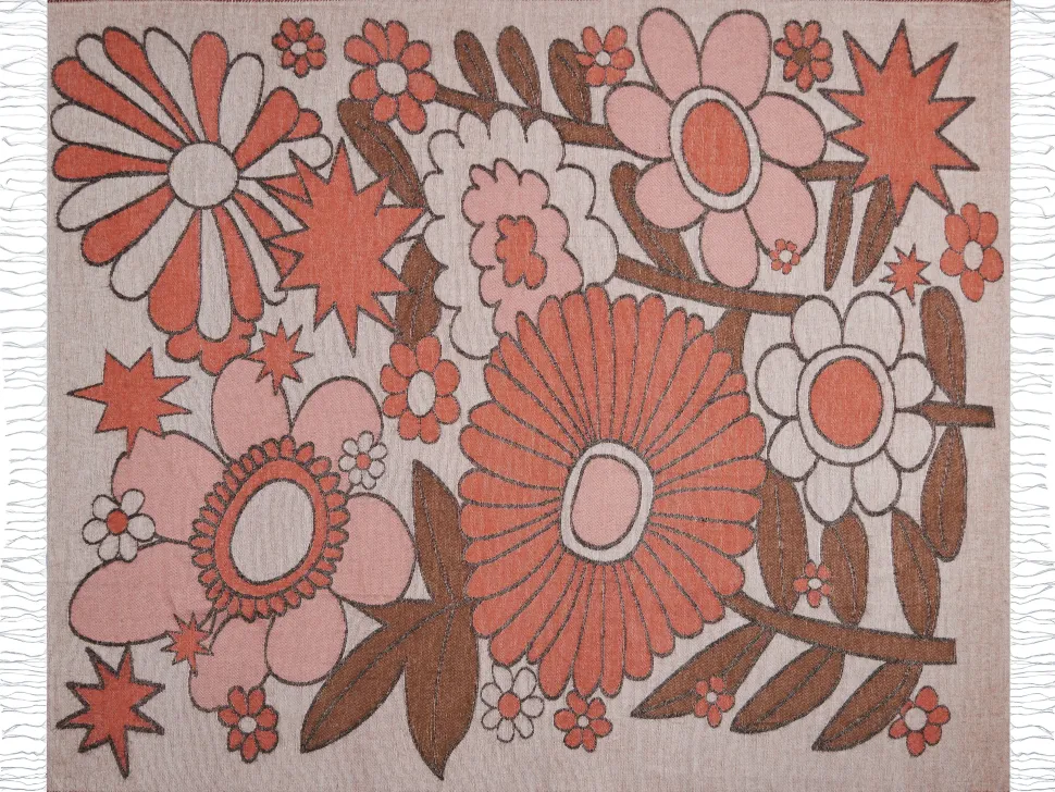 Decke Mehrfarbig Blumenmotiv 130 X 170 Cm Darau