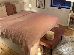 Decke Rosa Mit Pompons 200 X 220 Cm Samur
