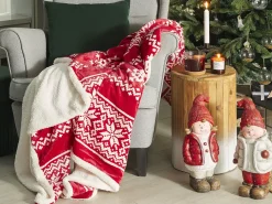 Decke Rot 150 X 200 Cm Weihnachtsmotiv Zweiseitig Vantaa