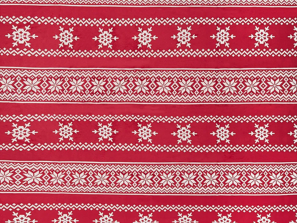 Decke Rot 150 X 200 Cm Weihnachtsmotiv Zweiseitig Vantaa