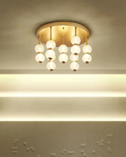 Deckenleuchte Metall Gold Rund Integriertes Led-Licht Yowaka