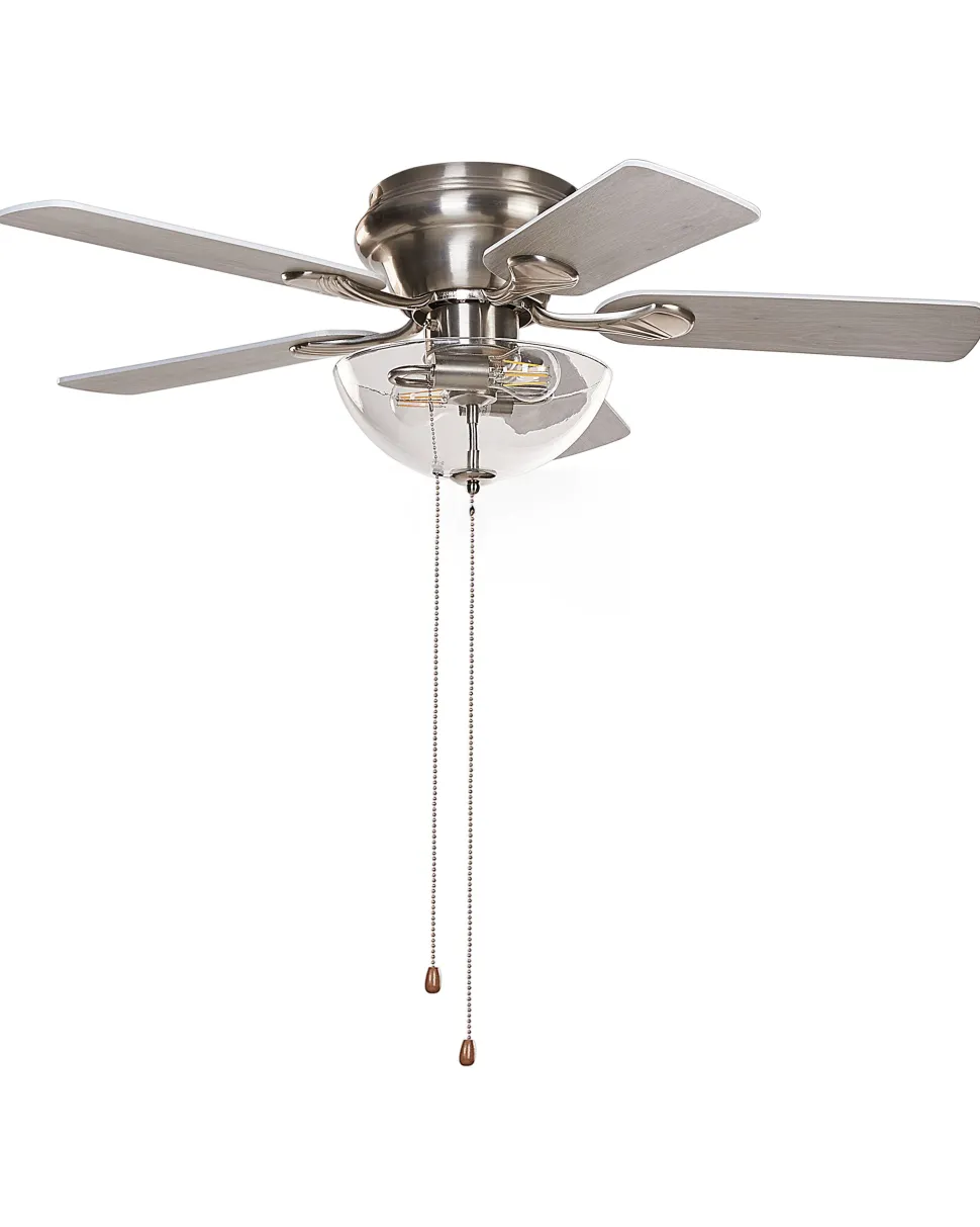 Deckenventilator Mit Licht Silber / Heller Holzfarbton Sirama