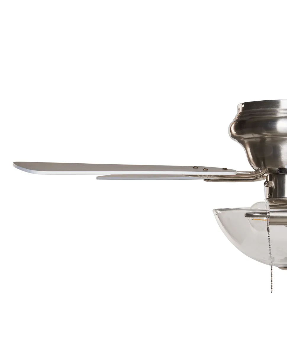 Deckenventilator Mit Licht Silber / Heller Holzfarbton Sirama