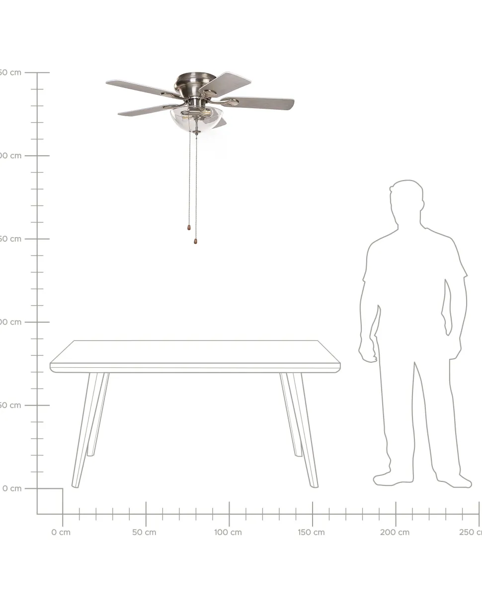 Deckenventilator Mit Licht Silber / Heller Holzfarbton Sirama