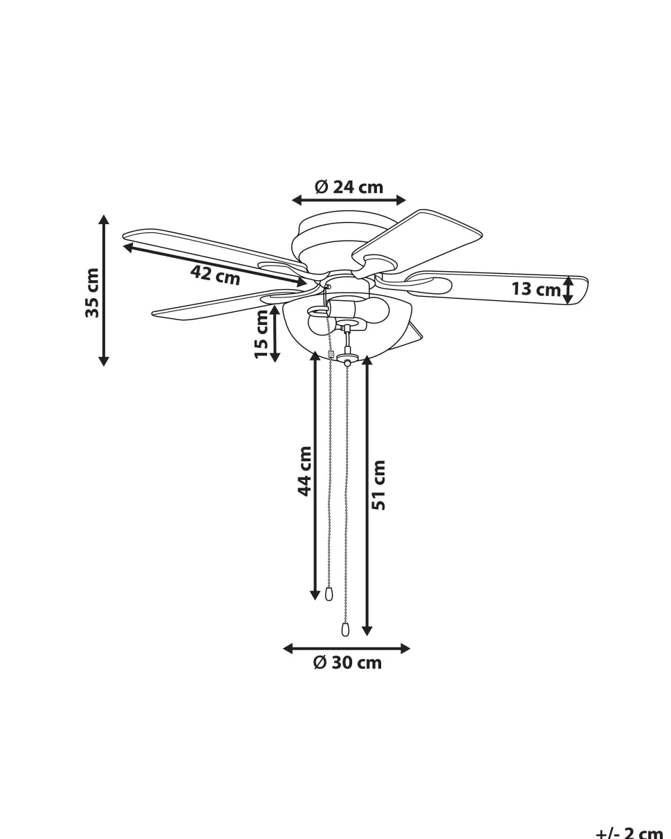 Deckenventilator Mit Licht Silber / Heller Holzfarbton Sirama