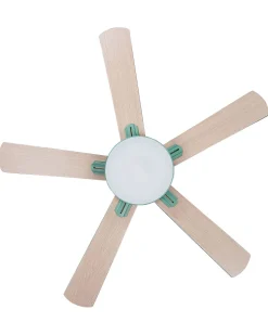 Deckenventilator Mit Licht Mintgrun / Heller Holzfarbton Hobble