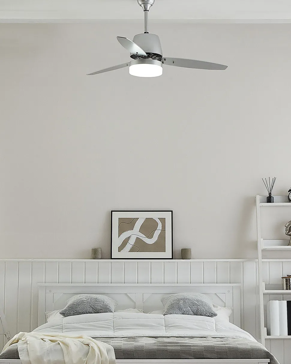 Deckenventilator Mit Licht Und Timerfunktion Silber Mlava