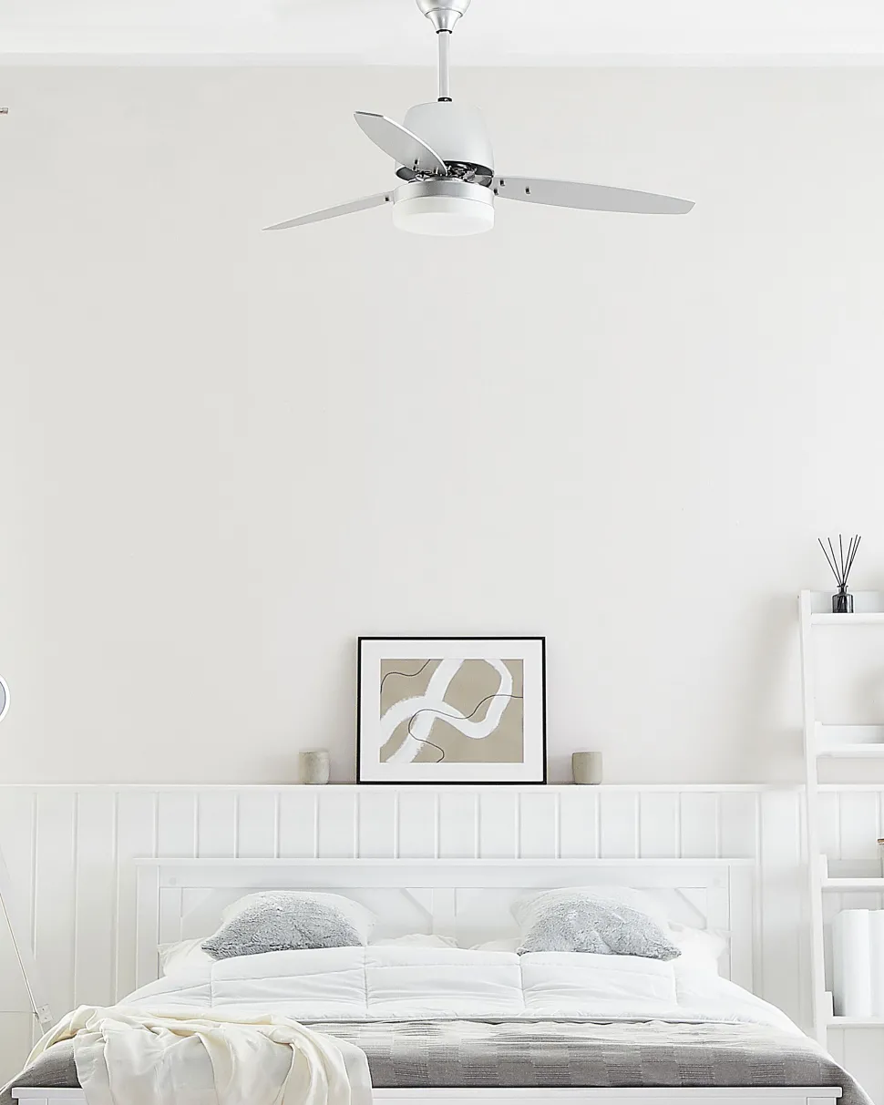 Deckenventilator Mit Licht Und Timerfunktion Silber Mlava