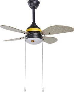Deckenventilator Mit Licht Schwarz / Gelb Dolores