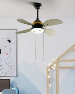 Deckenventilator Mit Licht Schwarz / Gelb Dolores