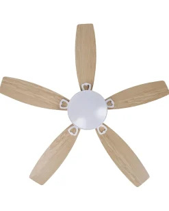 Deckenventilator Mit Licht Weis / Heller Holzfarbton Logan