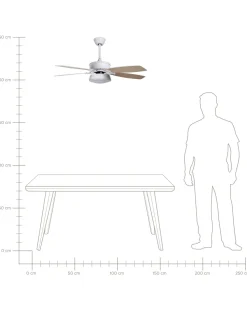 Deckenventilator Mit Licht Weis / Heller Holzfarbton Logan