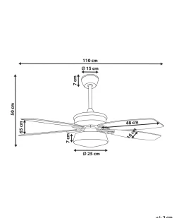 Deckenventilator Mit Licht Weis / Heller Holzfarbton Logan