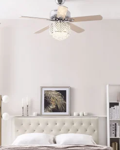 Deckenventilator Mit Licht Heller Holzfarbton / Silber Huai