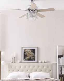 Deckenventilator Mit Licht Heller Holzfarbton / Silber Huai