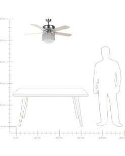 Deckenventilator Mit Licht Heller Holzfarbton / Silber Huai