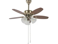 Deckenventilator Mit Licht Dunkler Holzfarbton / Gold Nadela