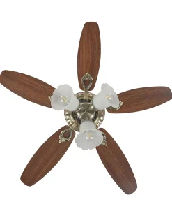 Deckenventilator Mit Licht Dunkler Holzfarbton / Gold Nadela