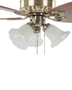 Deckenventilator Mit Licht Dunkler Holzfarbton / Gold Nadela