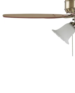 Deckenventilator Mit Licht Dunkler Holzfarbton / Gold Nadela