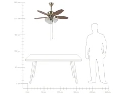 Deckenventilator Mit Licht Dunkler Holzfarbton / Gold Nadela