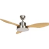Deckenventilator Mit Licht Silber / Heller Holzfarbton Banderas