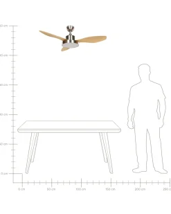 Deckenventilator Mit Licht Silber / Heller Holzfarbton Banderas