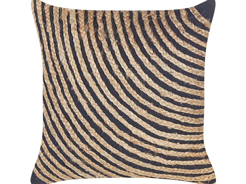 Dekkokissen Strickmuster Baumwolle / Jute Beige / Schwarz 45 X 45 Cm 2Er Set Bergenia