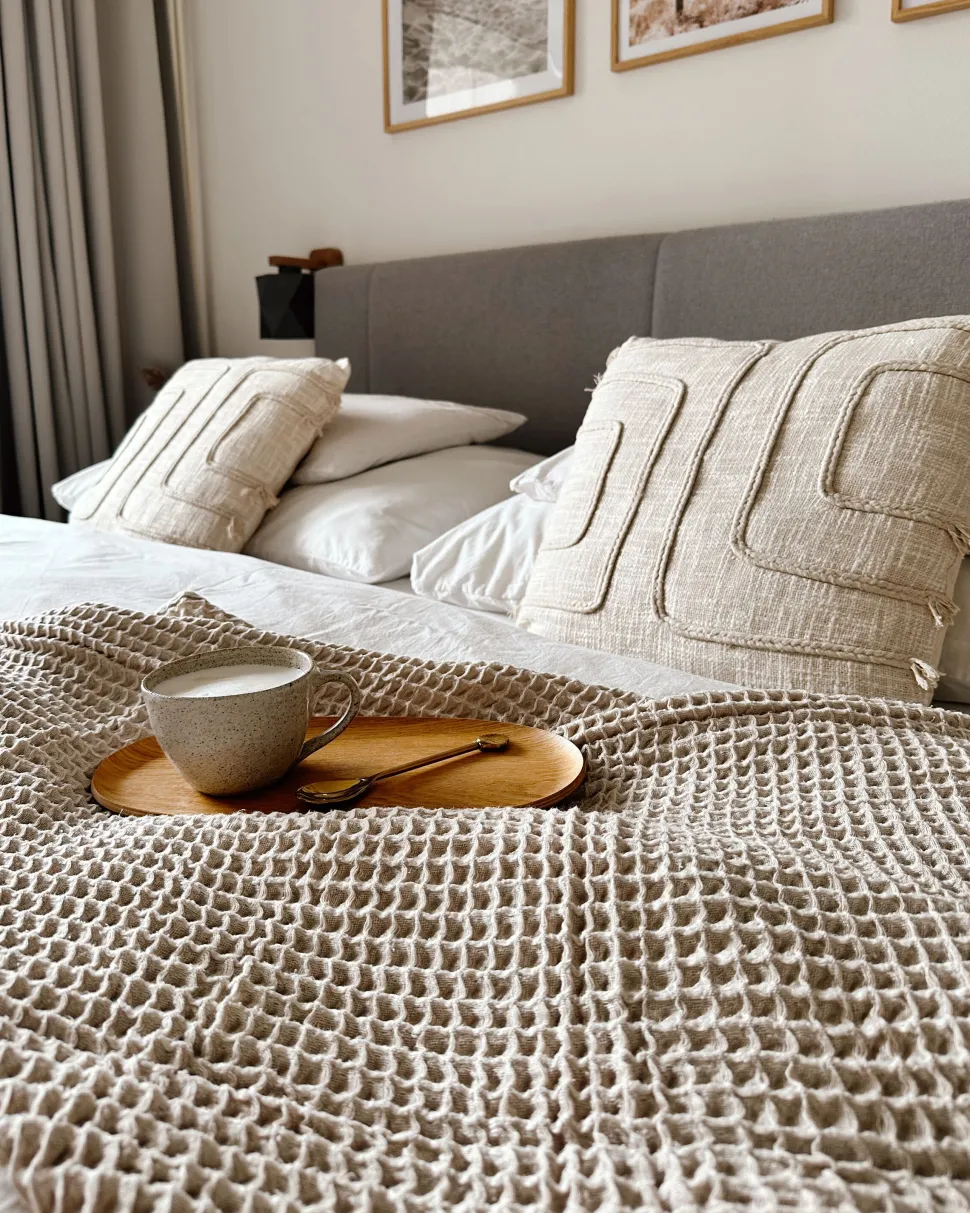 Dekokissen Abstrakt Muster Baumwolle Beige 45 X 45 Cm 2Er Set Pleione