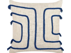 Dekokissen Abstrakt Muster Baumwolle Beige/Dunkelblau 45 X 45 Cm Pleione