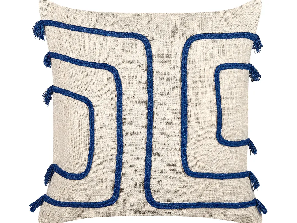 Dekokissen Abstrakt Muster Baumwolle Beige/Dunkelblau 45 X 45 Cm Pleione