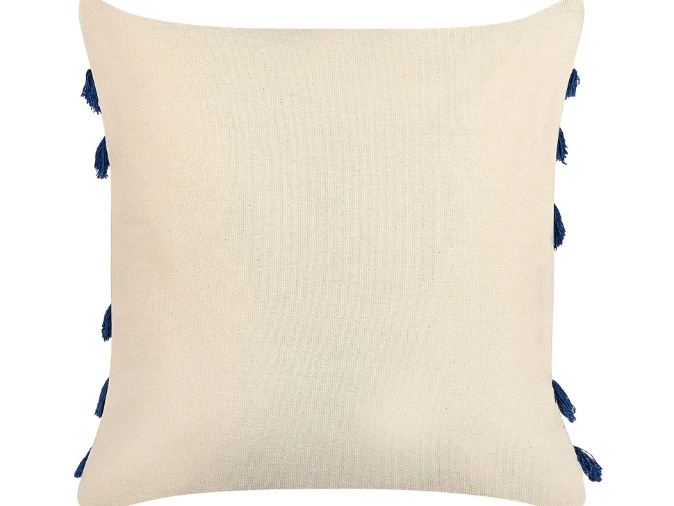 Dekokissen Abstrakt Muster Baumwolle Beige/Dunkelblau 45 X 45 Cm Pleione