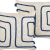 Dekokissen Abstrakt Muster Baumwolle Beige/Dunkelblau 45 X 45 Cm 2Er Set Pleione