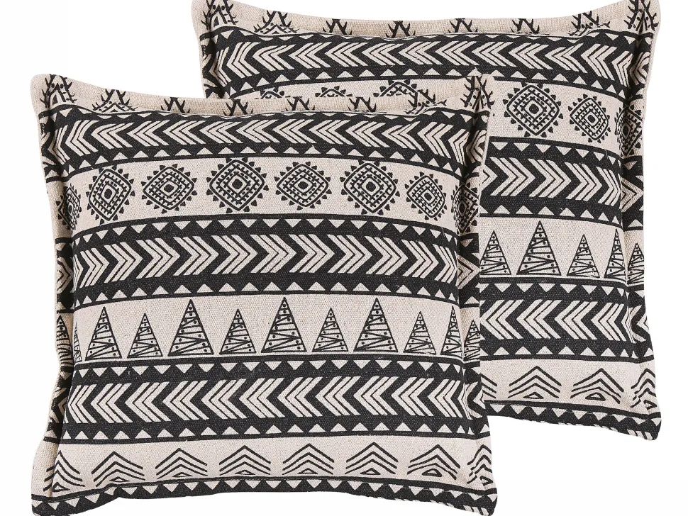 Dekokissen Abstraktes Muster Beige / Schwarz 45 X 45 Cm 2Er Set Hentepe