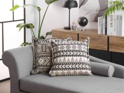 Dekokissen Abstraktes Muster Beige / Schwarz 45 X 45 Cm 2Er Set Hentepe