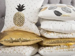 Dekokissen Ananas Baumwolle Schwarz/Gold 45 X 45 Cm 2Er Set Yasmin