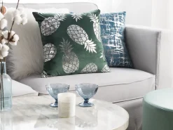 Dekokissen Ananas-Motiv Samtstoff Dunkelgrun 45 X 45 Cm 2Er Set Astilbe